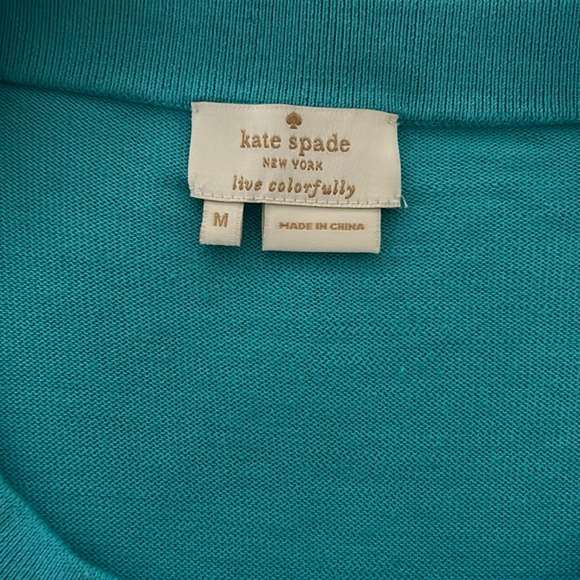 Kate Spade women’s medium button-down sweater teal beaded neckline 3/4 sleeves - Picture 9 of 11